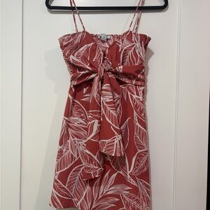 Leaf Print Red Dress